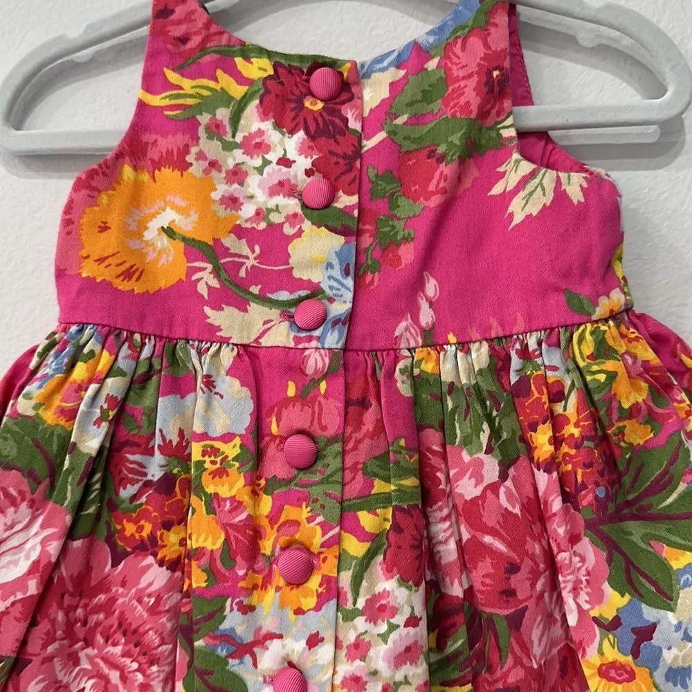 Ralph Lauren Baby Girls Floral Cotton Sateen Dress Size 3 Months